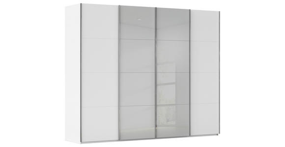 SCHWEBETÜRENSCHRANK 271/235/68 cm 4-türig Grau, Weiß  - Chromfarben/Weiß, KONVENTIONELL, Glas/Holzwerkstoff (271/235/68cm) - Novel