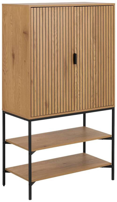 HIGHBOARD  in 80/140/40 cm  - Eichefarben/Schwarz, Design, Holzwerkstoff/Metall (80/140/40cm) - Livetastic