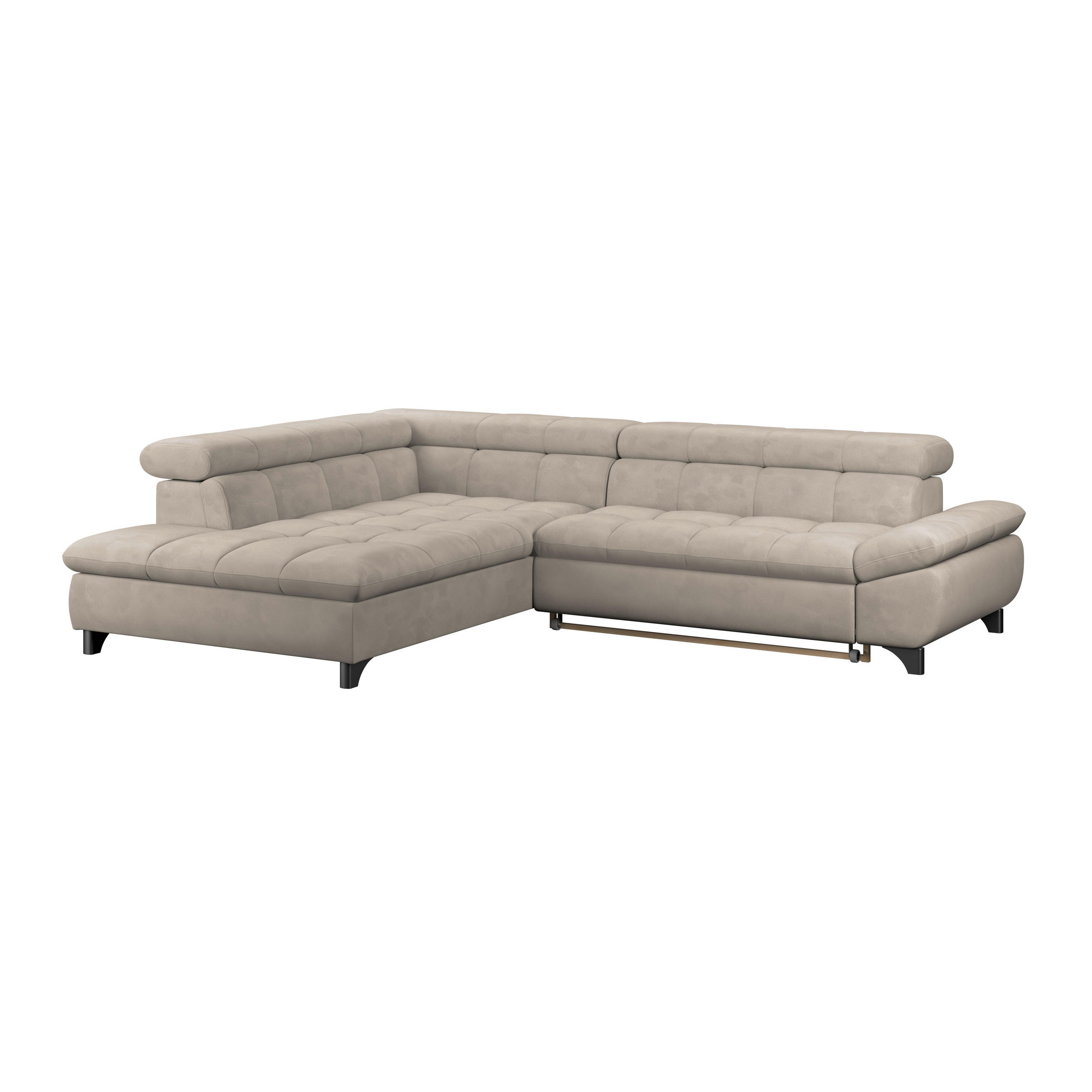 ECKSOFA Naturfarben Chenille  - Chromfarben/Naturfarben, KONVENTIONELL, Textil/Metall (234/312cm) - Livetastic
