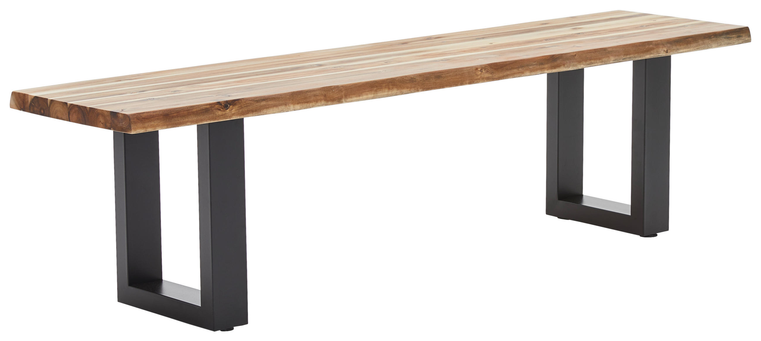 SITZBANK 140/45/40 cm Akaziefarben Akazie vollmassiv  - Schwarz/Akaziefarben, Basics, Holz/Metall (140/45/40cm) - MID.YOU