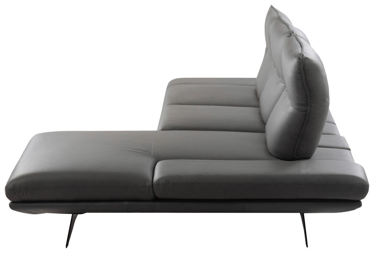 ECKSOFA  in Echtleder Dunkelgrau  291/180 cm  - Dunkelgrau/Schwarz, Design, Leder/Metall (291/180cm) - Celina Home