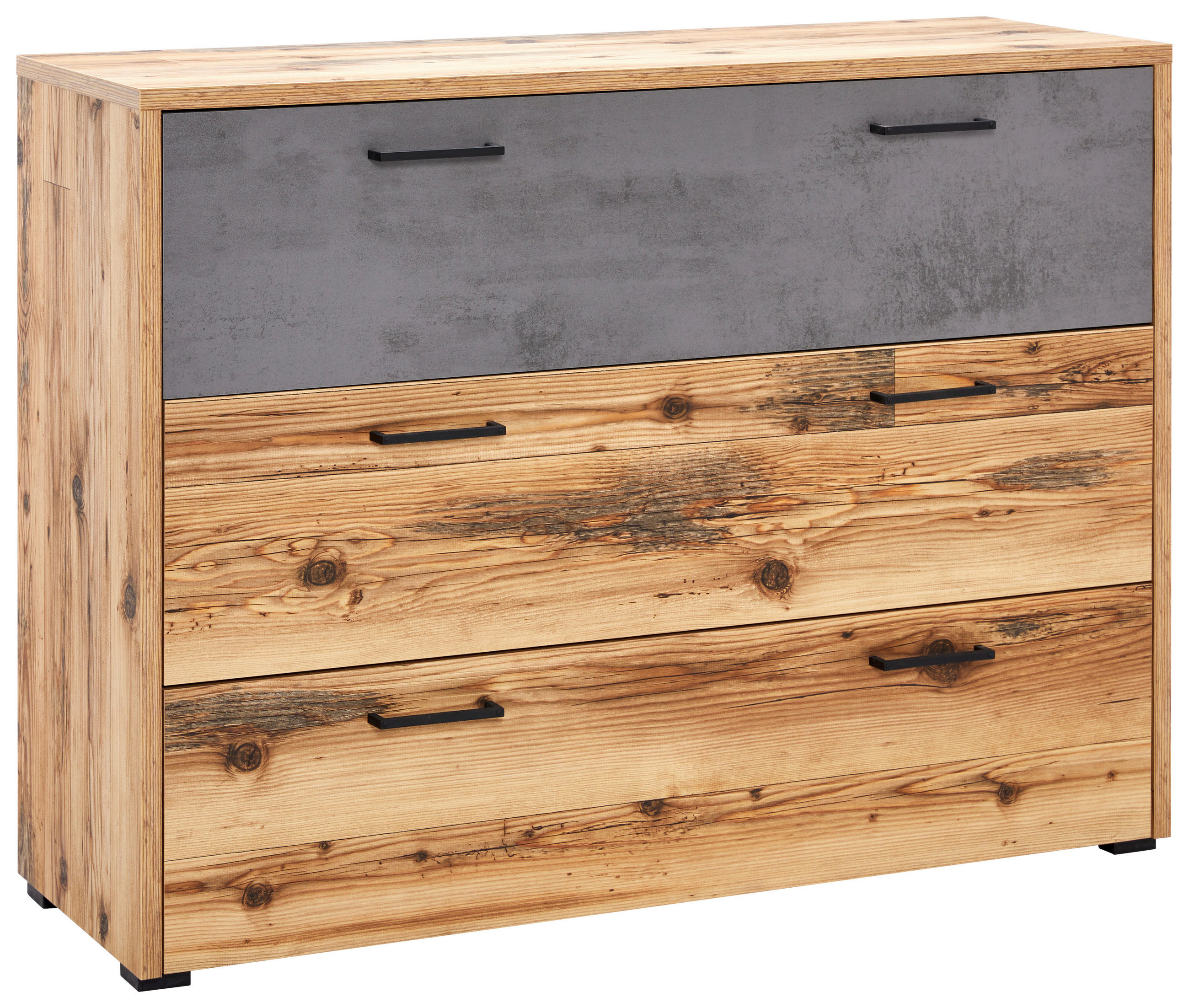 KOMMODE  in 120/89,4/38 cm  - Fichtefarben/Schwarz, MODERN, Holzwerkstoff/Kunststoff (120/89,4/38cm) - Livetastic