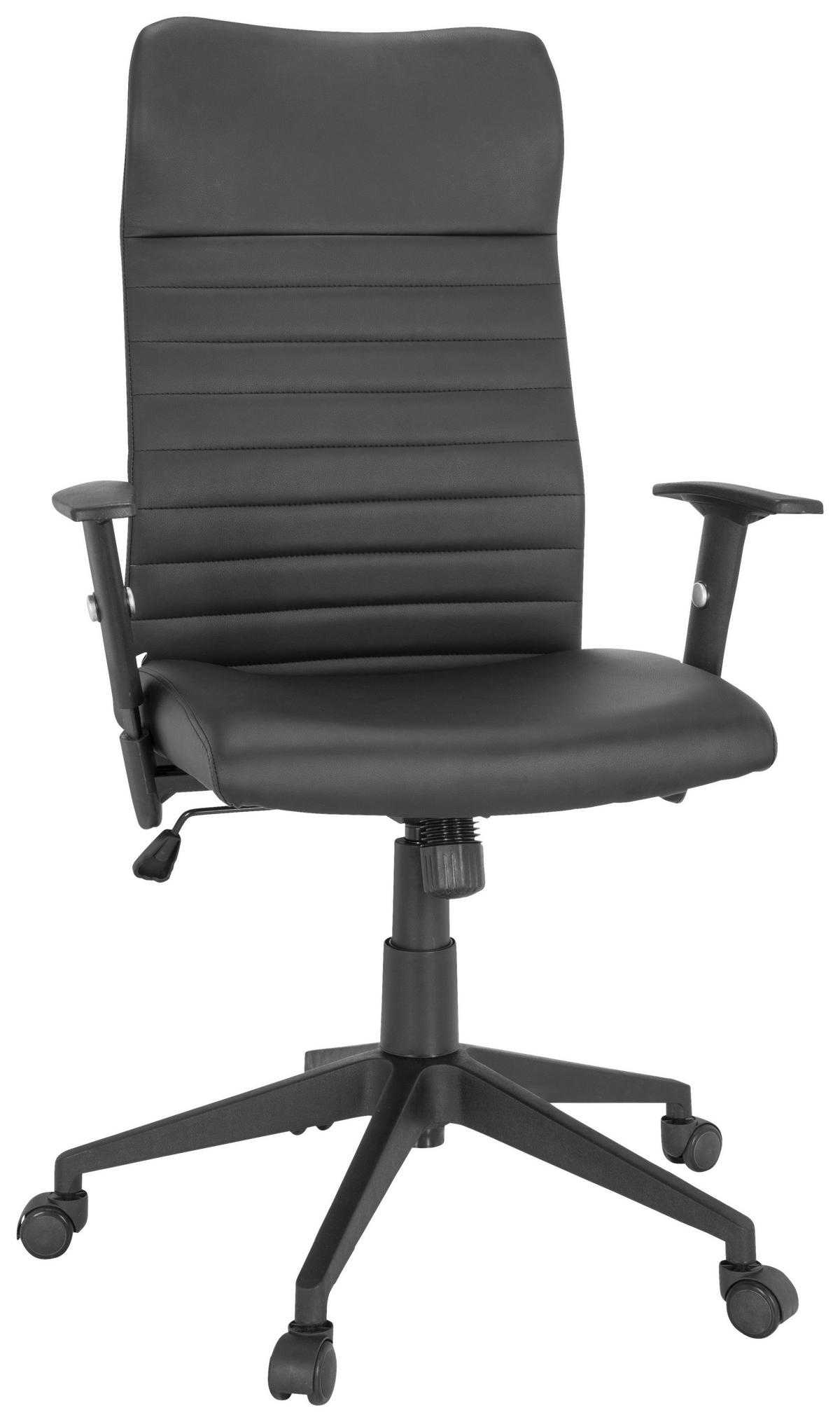 OTOČNÁ STOLIČKA, vzhľad kože, čierna - čierna, Modern, textil/plast (72/115/55cm) - MID.YOU