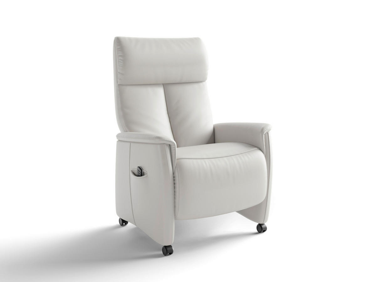 RELAXAČNÉ KRESLO, koža, biela - čierna/biela, Basics, koža/plast (76/110/84cm) - Sit & More