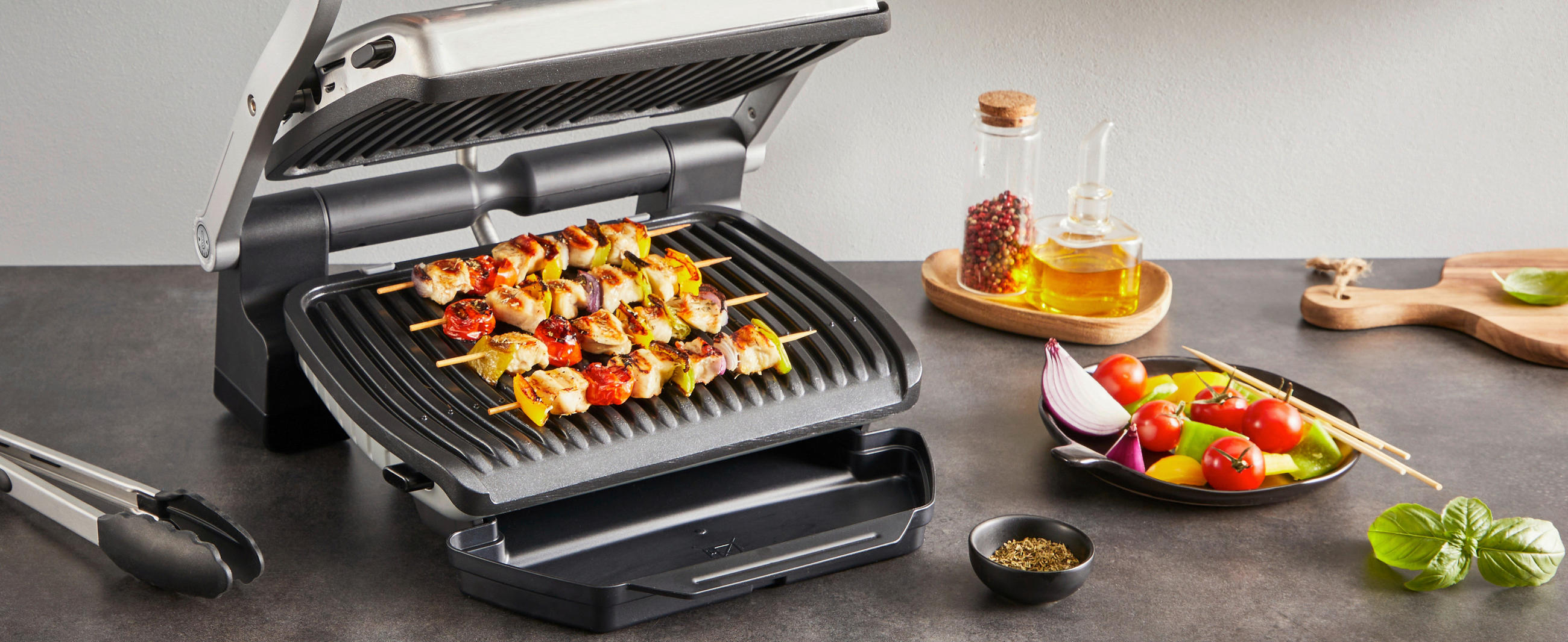 GRIL DE CONTACT - Chromfarben/Schwarz, Basics (39.9/22.9/36.9cm) - Tefal