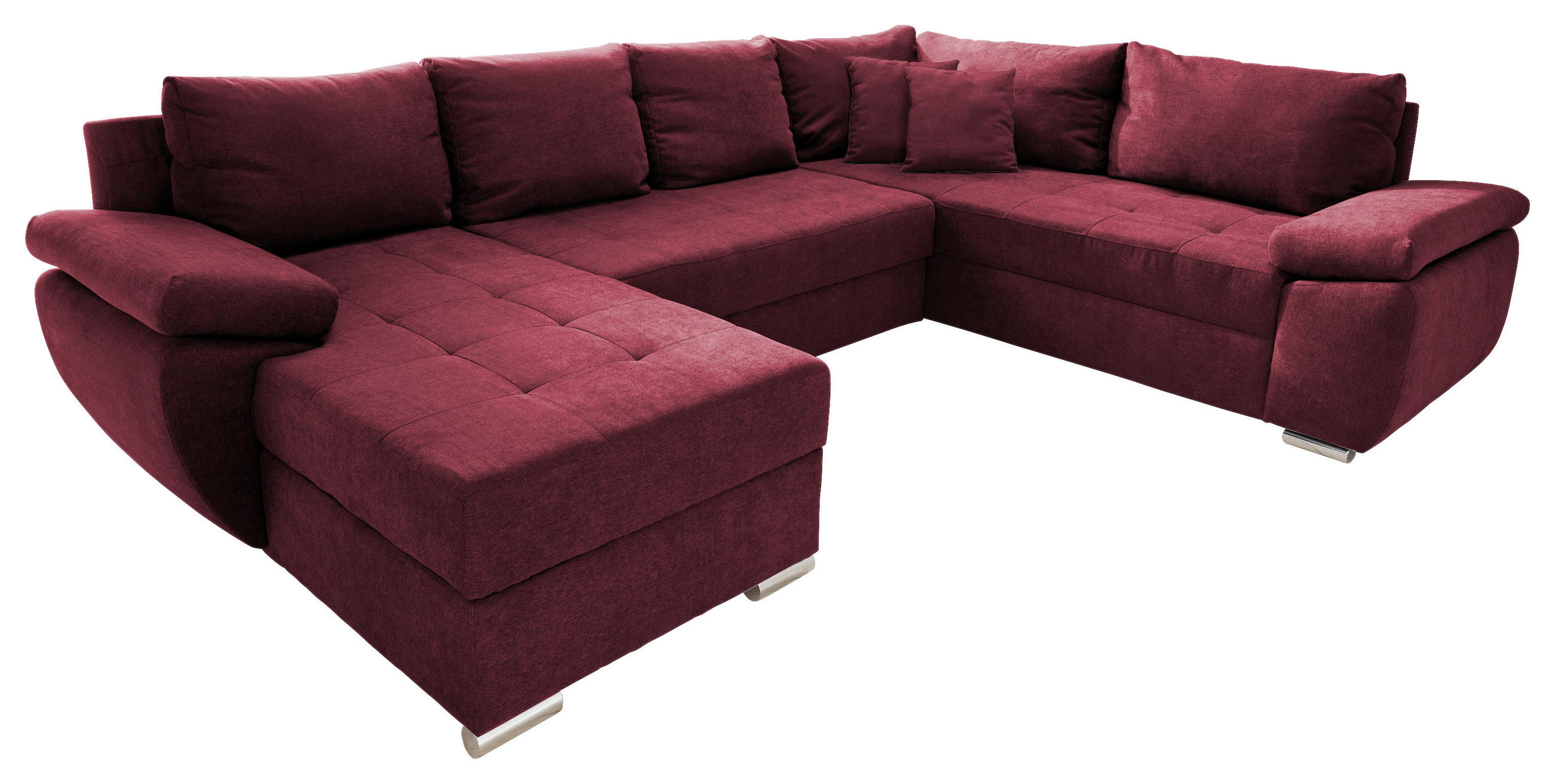 WOHNLANDSCHAFT in Mikrofaser Beere  - Chromfarben/Beere, Konventionell (157/305/219cm) - Livetastic