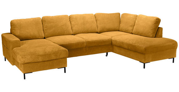 WOHNLANDSCHAFT Currygelb Cord  - Currygelb/Schwarz, KONVENTIONELL, Textil/Metall (148/303/197cm) - Carryhome