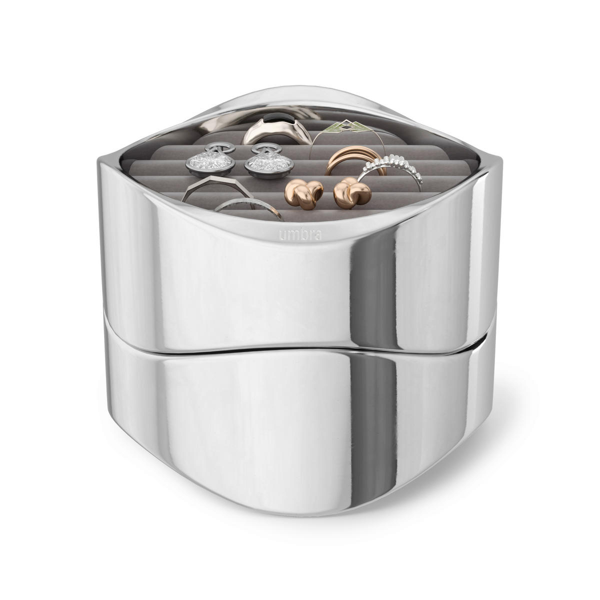 SCHMUCKBOX - Chromfarben, Design, Textil/Metall (10,16/8,26cm) - Ambia Home