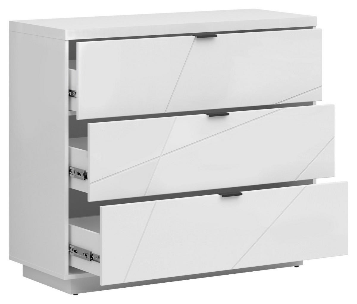 KOMMODE  in 106/93/42,5 cm  - Weiß Hochglanz/Schwarz, MODERN, Holzwerkstoff/Kunststoff (106/93/42,5cm) - MID.YOU