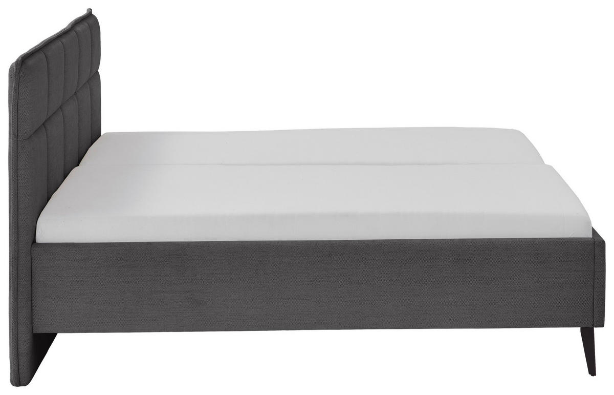 POLSTERBETT 160/200 cm  in Anthrazit  - Anthrazit/Schwarz, Design, Textil/Metall (160/200cm) - Xora