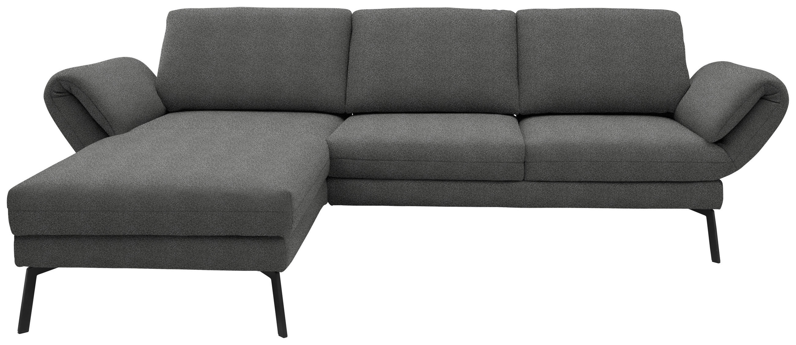 ECKSOFA  in Flachgewebe Dunkelgrau  175-224/255-365 cm  - Dunkelgrau/Schwarz, Design, Textil/Metall (175-224/255-365cm) - Dieter Knoll