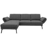 ECKSOFA  in Flachgewebe Dunkelgrau  175-224/255-365 cm  - Dunkelgrau/Schwarz, Design, Textil/Metall (175-224/255-365cm) - Dieter Knoll