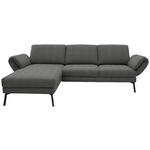 ECKSOFA  in Flachgewebe Dunkelgrau  175-224/255-365 cm  - Dunkelgrau/Schwarz, Design, Textil/Metall (175-224/255-365cm) - Dieter Knoll