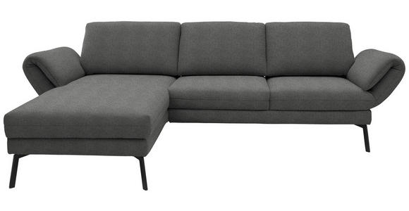 ECKSOFA  in Flachgewebe Dunkelgrau  175-224/255-365 cm  - Dunkelgrau/Schwarz, Design, Textil/Metall (175-224/255-365cm) - Dieter Knoll