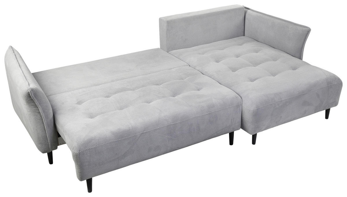 ECKSOFA in Chenille Hellgrau  - Hellgrau/Schwarz, Modern, Textil/Metall (285/200cm) - MID.YOU