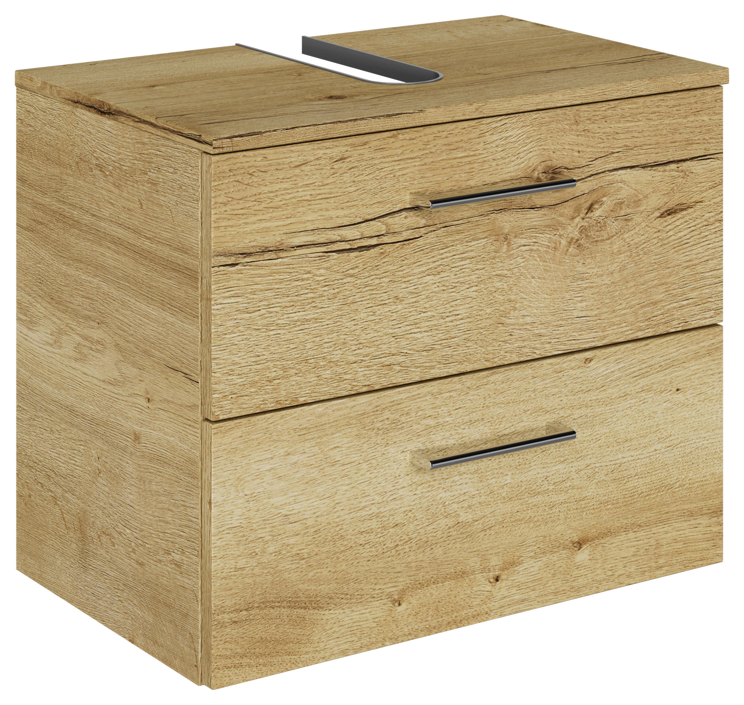 WASCHBECKENUNTERSCHRANK 60/49,8/38,3 cm  - Chromfarben/Wildeiche, KONVENTIONELL, Holzwerkstoff/Metall (60/49,8/38,3cm) - Sadena