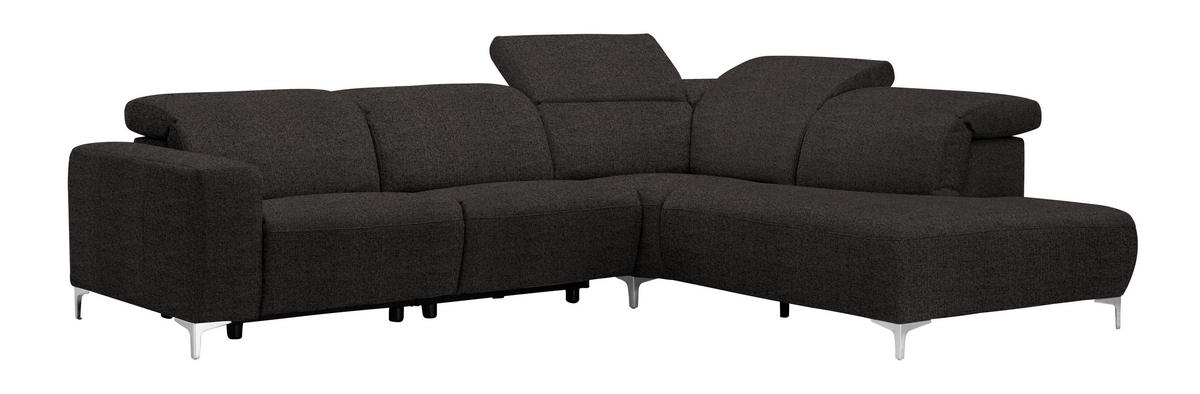 ECKSOFA Dunkelbraun Flachgewebe  - Dunkelbraun, Design, Textil/Metall (290/238cm) - Pure Home Lifestyle
