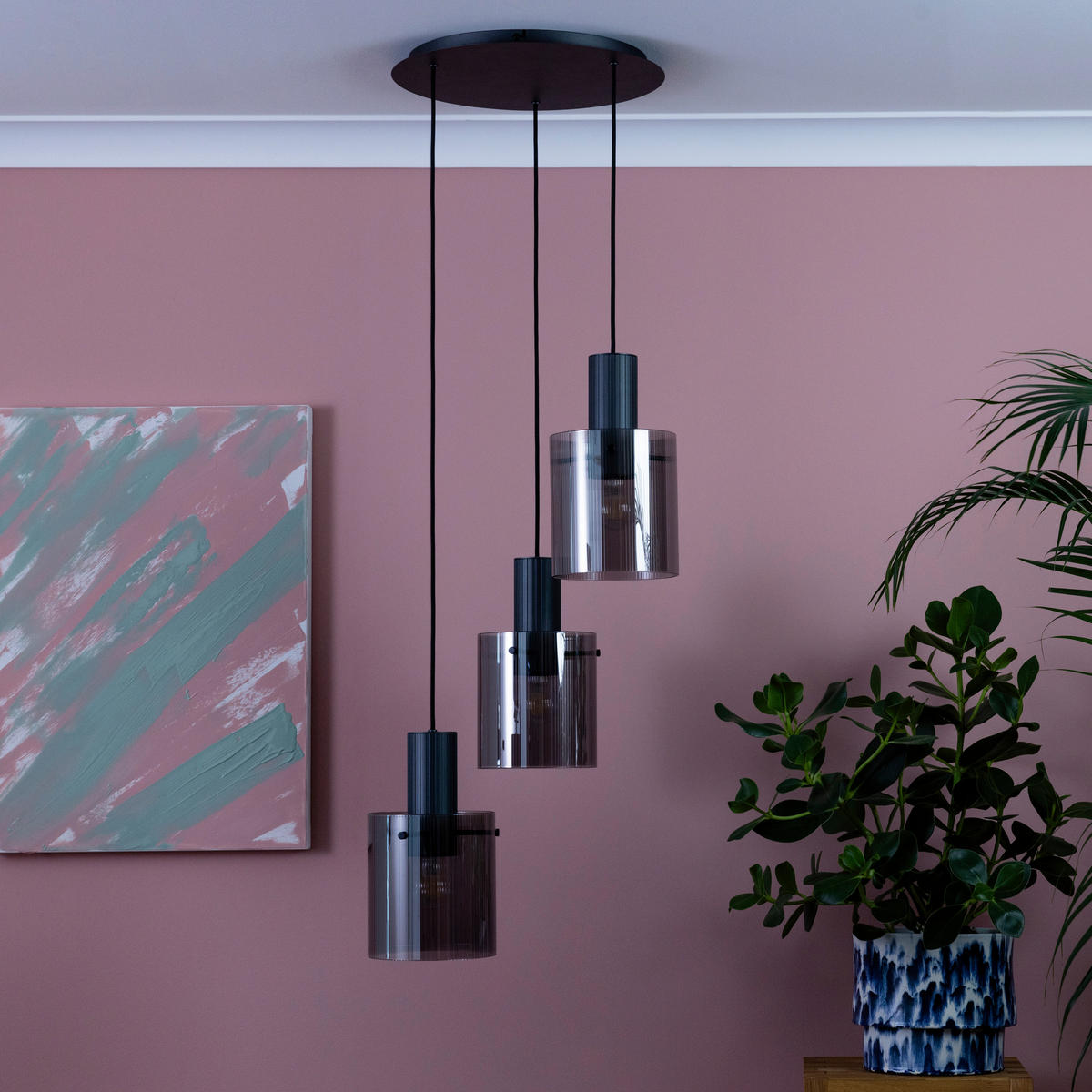 PENDELLEUCHTE 48/150 cm   - Anthrazit, Trend, Glas/Metall (48/150cm) - Brilliant