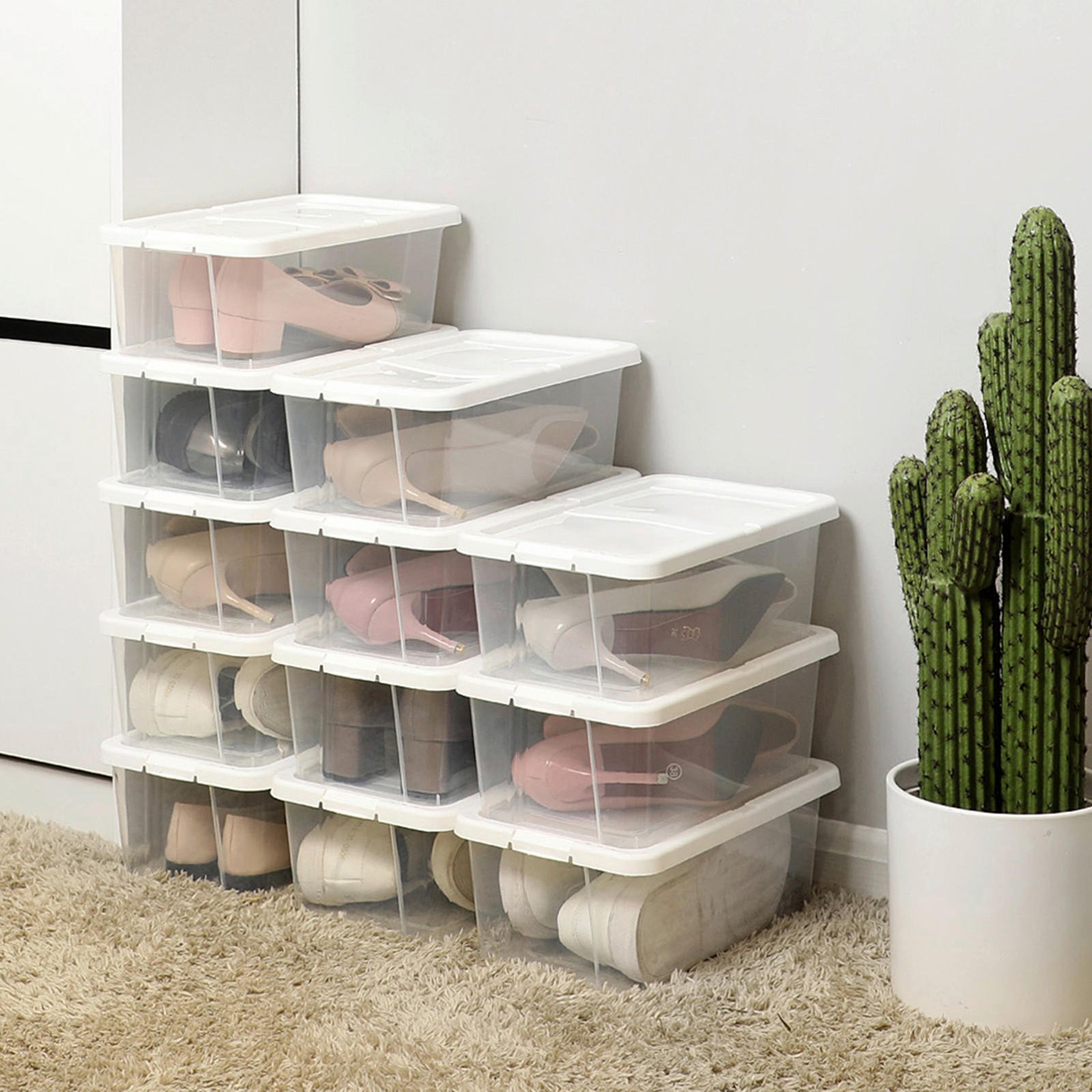 SCHUHBOX - Transparent/Weiß, Trend, Kunststoff (29,5/12,5/16,5cm) - Boxxx