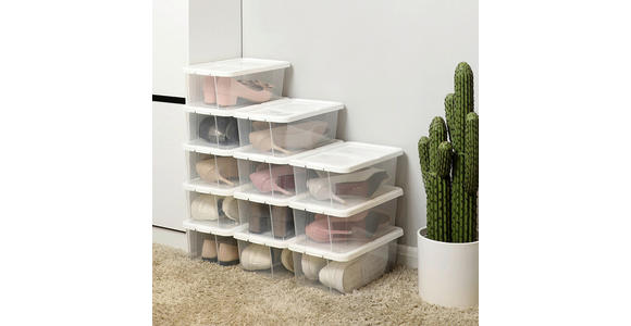 SCHUHBOX - Transparent/Weiß, Trend, Kunststoff (29,5/12,5/16,5cm) - Boxxx