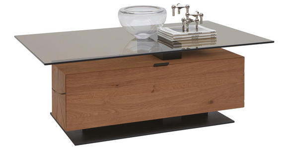 COUCHTISCH in Holz, Glas 125/75/46 cm  - Eichefarben/Anthrazit, Natur, Leder/Glas (125/75/46cm) - Valnatura
