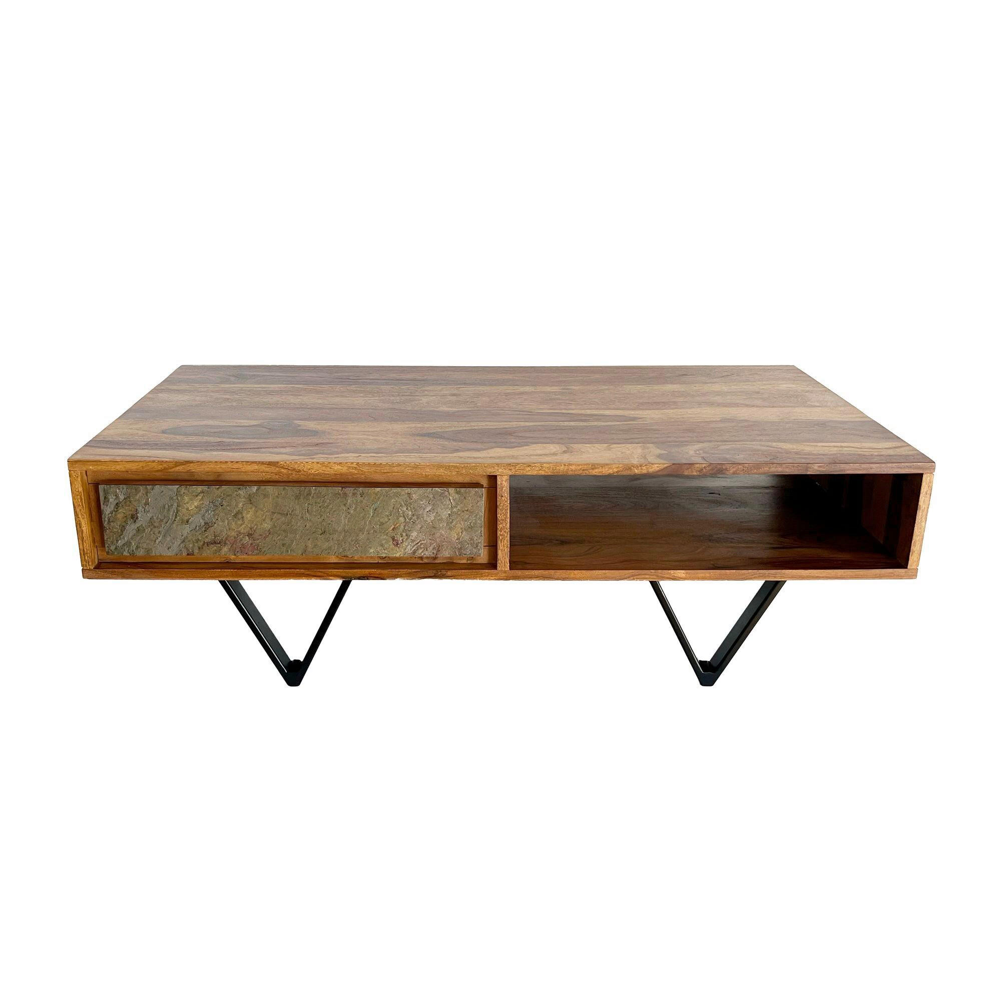 SOFFBORD i trä 115/60/38 cm  - sheshamfärgad/multicolor, Natur, metall/trä (115/60/38cm) - Livetastic