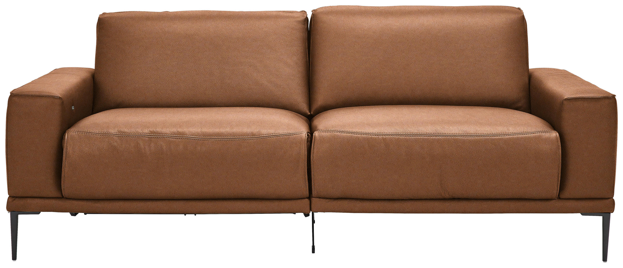 2,5-SITZER in Echtleder Cognac  - Cognac/Schwarz, Design, Leder/Metall (200/102/92cm) - Johann Jakob