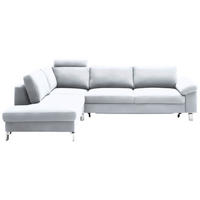 ECKSOFA Echtleder Weiss  - Chromfarben/Weiss, Design, Leder/Metall (200/281cm) - Pure Home Lifestyle