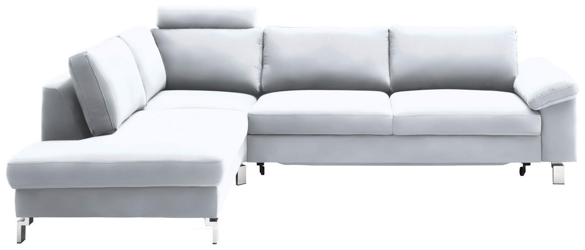 ECKSOFA Echtleder Weiss  - Chromfarben/Weiss, Design, Leder/Metall (200/281cm) - Pure Home Lifestyle