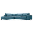 ECKSOFA in Cord Blau  - Blau/Schwarz, KONVENTIONELL, Kunststoff/Textil (250/314cm) - Carryhome