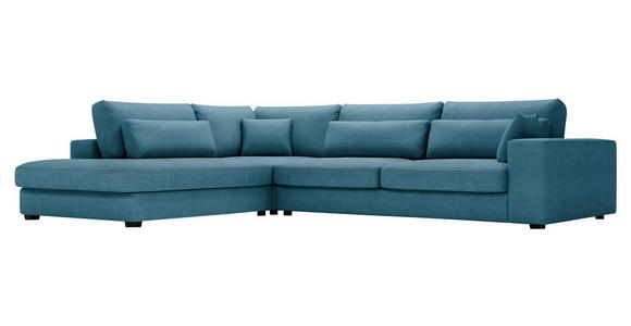 ECKSOFA in Cord Blau  - Blau/Schwarz, KONVENTIONELL, Kunststoff/Textil (250/314cm) - Carryhome