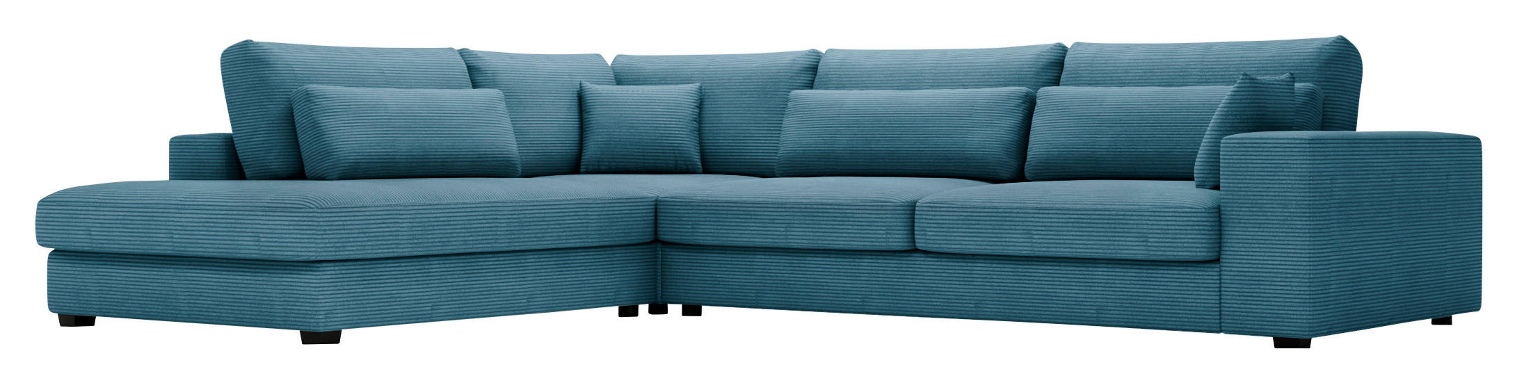 ECKSOFA in Cord Blau  - Blau/Schwarz, Konventionell, Kunststoff/Textil (250/314cm) - Carryhome