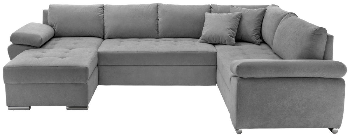 WOHNLANDSCHAFT in Mikrofaser Silberfarben  - Chromfarben/Silberfarben, Konventionell, Textil/Metall (157/305/219cm) - Livetastic
