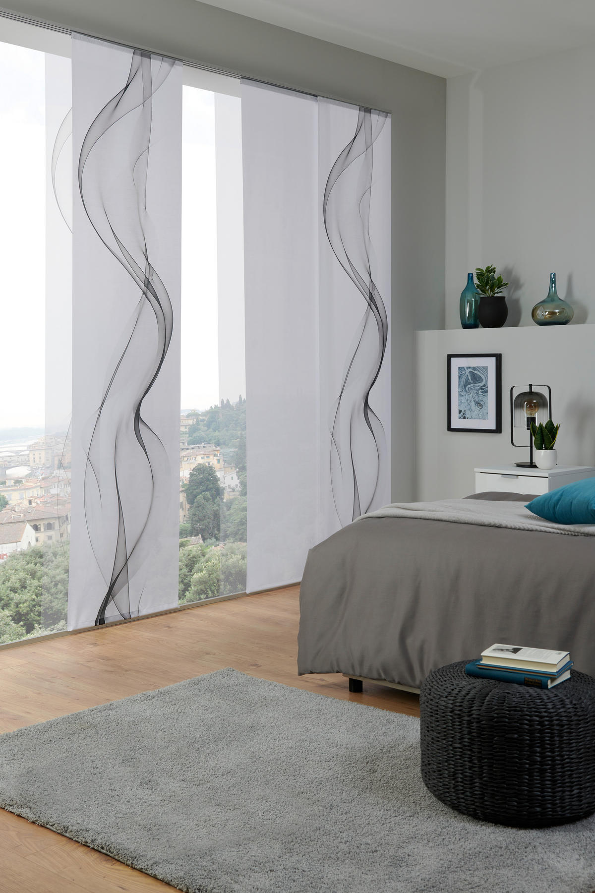 FLÄCHENVORHANG in Grau, Weiß halbtransparent  - Weiß/Grau, Design, Textil (60/245cm) - Novel
