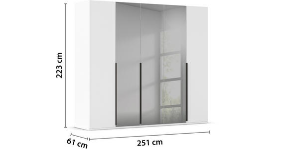 DREHTÜRENSCHRANK 251/223/61 cm 5-türig  - Graphitfarben/Weiß, Trend, Glas/Holzwerkstoff (251/223/61cm) - Novel