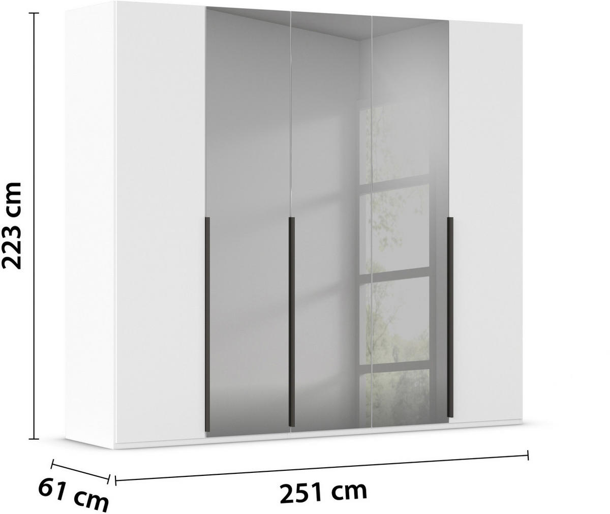 DREHTÜRENSCHRANK in Grau, Weiss  - Weiss/Graphitfarben, Trend, Glas/Holzwerkstoff (251/223/61cm) - Rauch Möbel