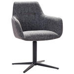 ARMLEHNSTUHL  Sitzfläche 360° drehbar Webstoff  - Dunkelgrau/Schwarz, Design, Textil/Metall (61,5/86,5/64cm) - Novel