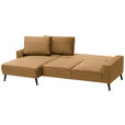 ECKSOFA in Velours Goldfarben  - Goldfarben/Schwarz, KONVENTIONELL, Holz/Textil (161/260cm) - Carryhome