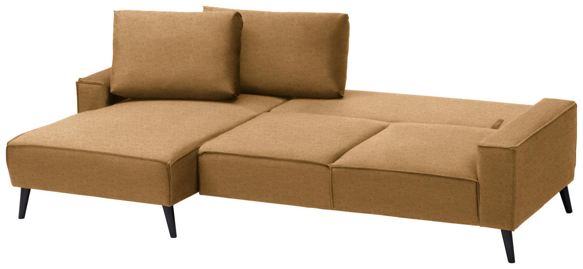 ECKSOFA in Velours Goldfarben  - Goldfarben/Schwarz, Konventionell, Holz/Textil (161/260cm) - Carryhome