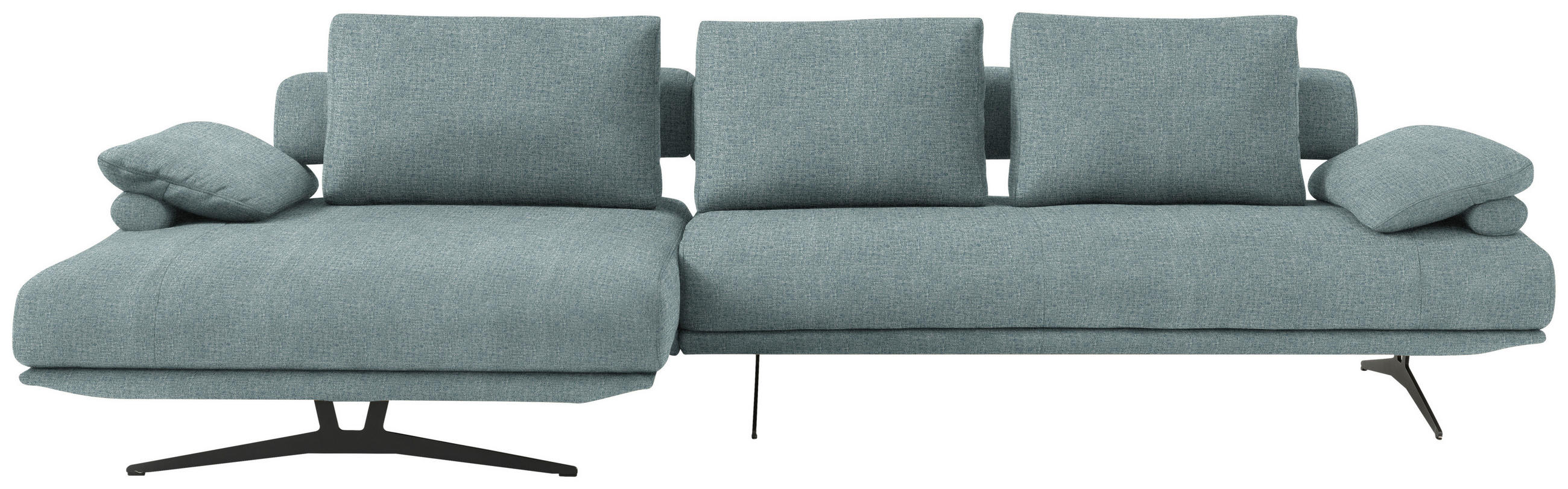 ECKSOFA in Chenille Blau  - Blau/Schwarz, Design, Textil/Metall (334/168cm) - Dieter Knoll