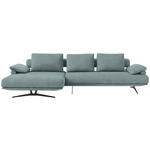 ECKSOFA in Chenille Blau  - Blau/Schwarz, Design, Textil/Metall (334/168cm) - Dieter Knoll