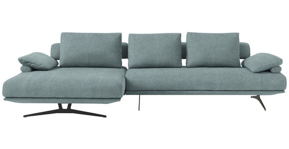 ECKSOFA in Chenille Blau  - Blau/Schwarz, Design, Textil/Metall (334/168cm) - Dieter Knoll