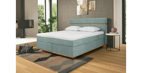 BOXSPRINGBETT 180/200 cm  in Mintgrün  - Eichefarben/Mintgrün, Natur, Holz/Textil (180/200cm) - Linea Natura