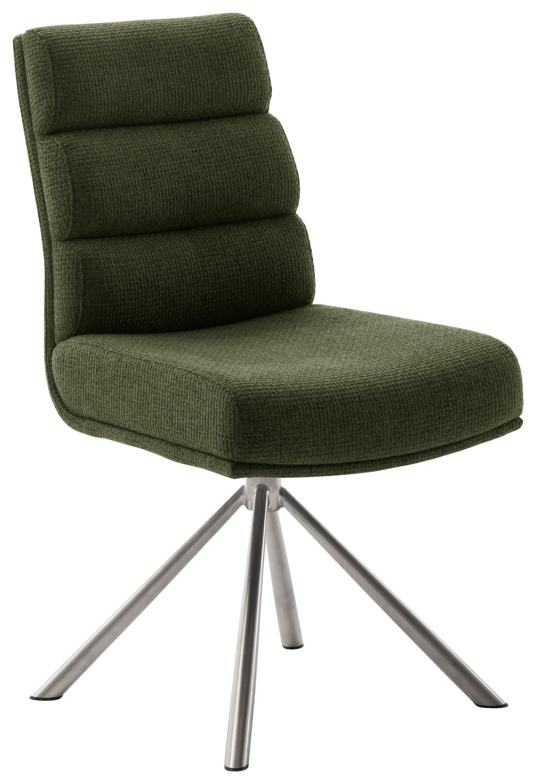 STUHL  in Edelstahl Webstoff Metall, Textil  - Edelstahlfarben/Olivgrün, Design, Textil/Metall (47/90/64cm) - Dieter Knoll