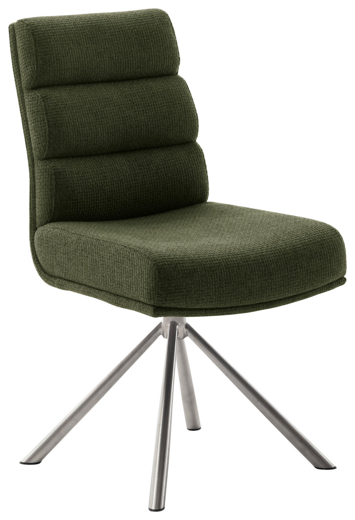 STUHL  in Edelstahl Webstoff Metall, Textil  - Edelstahlfarben/Olivgrün, Design, Textil/Metall (47/90/64cm) - Dieter Knoll