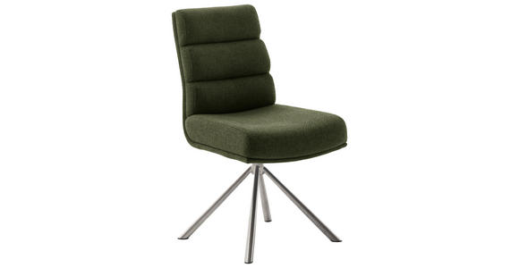 STUHL in Edelstahl Webstoff Metall, Textil - Edelstahlfarben/Olivgrün, Design, Textil/Metall (47/90/64cm) - Dieter Knoll