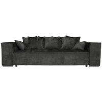 BIGSOFA in Flachgewebe Schwarz  - Chromfarben/Schwarz, KONVENTIONELL, Textil/Metall (256/68/122cm) - Carryhome