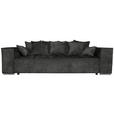 BIGSOFA in Flachgewebe Schwarz  - Chromfarben/Schwarz, KONVENTIONELL, Textil/Metall (256/68/122cm) - Carryhome