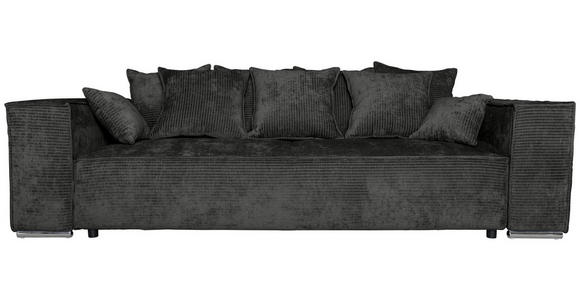 BIGSOFA in Flachgewebe Schwarz  - Chromfarben/Schwarz, KONVENTIONELL, Textil/Metall (256/68/122cm) - Carryhome