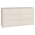 KOMMODE , 155/83/42 cm, 6 Schublade(n)  - Sandfarben/Silberfarben, Trend, Holzwerkstoff/Kunststoff (155/83/42cm) - Carryhome